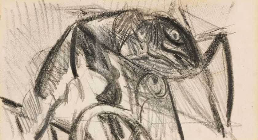 Heimweh, 1970, by Markus Lüpertz reflects his exploration of themes such as longing, displacement, and the human condition.