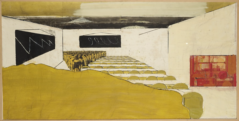 ​Schule, 1995, by Neo Rauch reflects the tension between conformity and imagination within institutional settings.