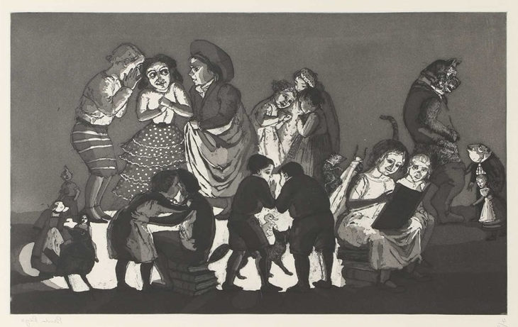 Secrets & Stories, 1989, by Paula Rego reflects hidden emotions and power within domestic life.