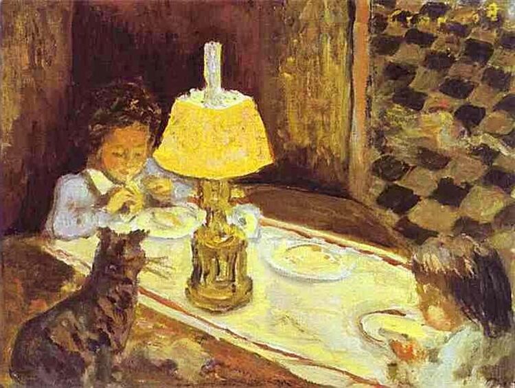 The Lunch of the Little Ones (c.1897) reflects a tender moment of children gathered around a table, immersed in their meal.