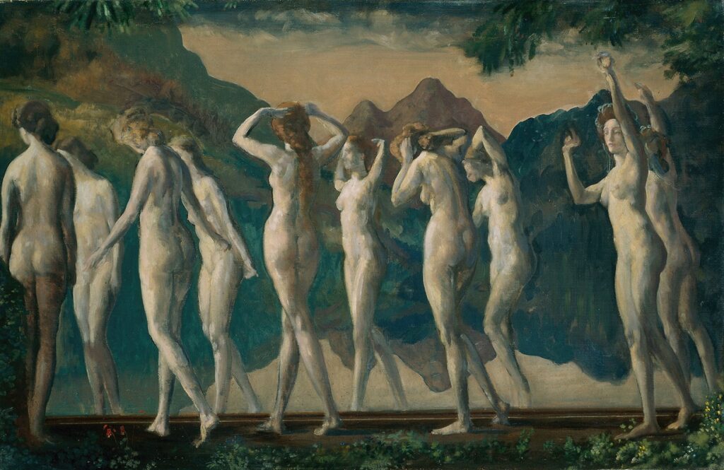 Maya, Mirror of Illusions, 1910, by Davies reflects the elusive boundary between reality and illusion.