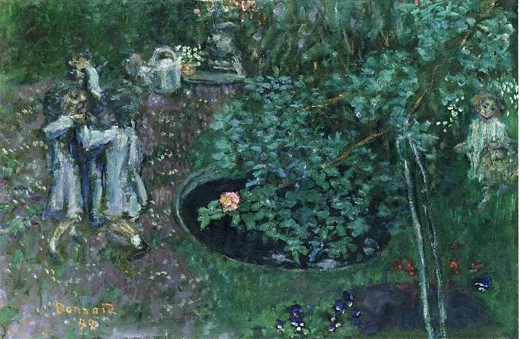 Children Playing in a Garden (1899) reflects children engaged in play amidst lush greenery, bathed in dappled sunlight.
