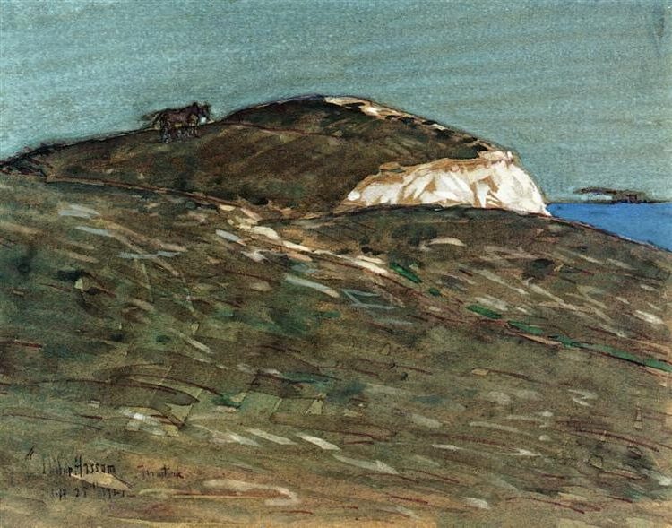 The House of Actaeon, Montauk (1921) reflects the artist’s Impressionist style, depicting the rugged coastal beauty of Montauk
