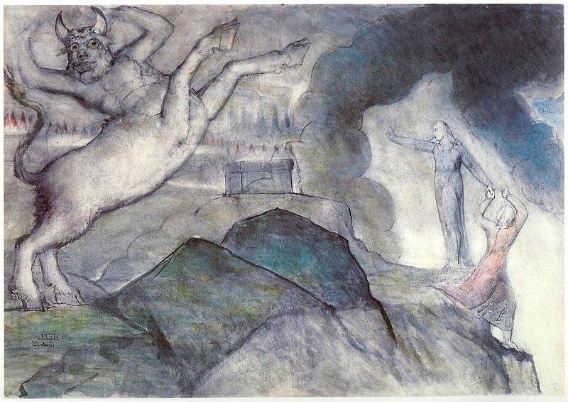 Minotaur by William Blake reflects his fascination with mythology.