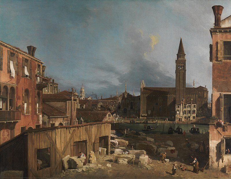 The Stonemason’s Yard (c. 1725) by Canaletto