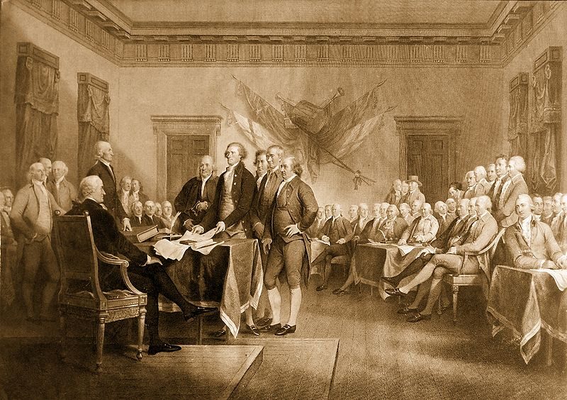 Declaration of Independence (engraving), 1823 by Asher Brown Durand reflects a historic moment in American history.