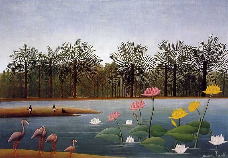 The Flamingoes, 1907 by Henri Rousseau reflects Rousseau’s fascination with exotic landscapes.