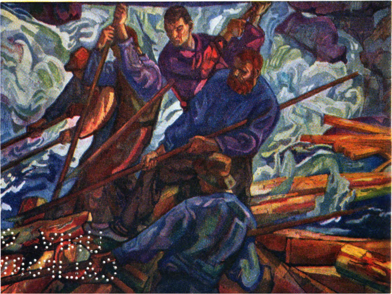Timmerflottare, 1921 by Axel Törneman reflects the strength and endurance of laborers guiding timber downriver.