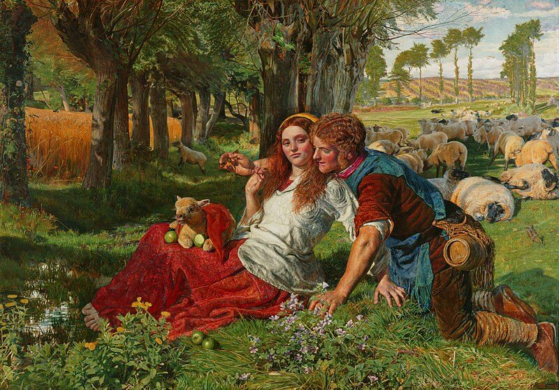 The Hireling Shepherd, 1851, by William Holman Hunt reflects a critique of negligence and distraction.