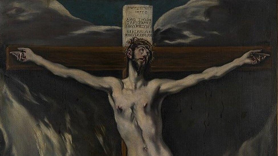 Christ on a cross by El Greco, 1610