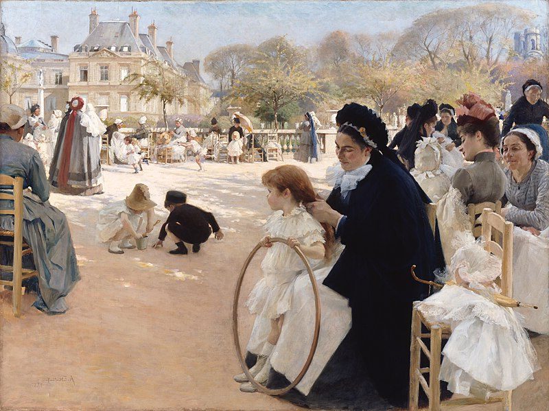 Luxembourg Gardens, Paris (1887) by Albert Edelfelt reflects the tranquil beauty and leisurely atmosphere of one of Paris' most famous gardens.
