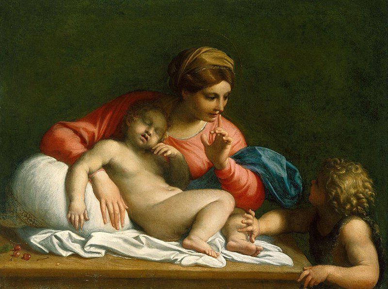 The Silent Madonna with Saint John the Baptist (1500) reflects themes of maternal devotion, innocence, and spiritual contemplation.