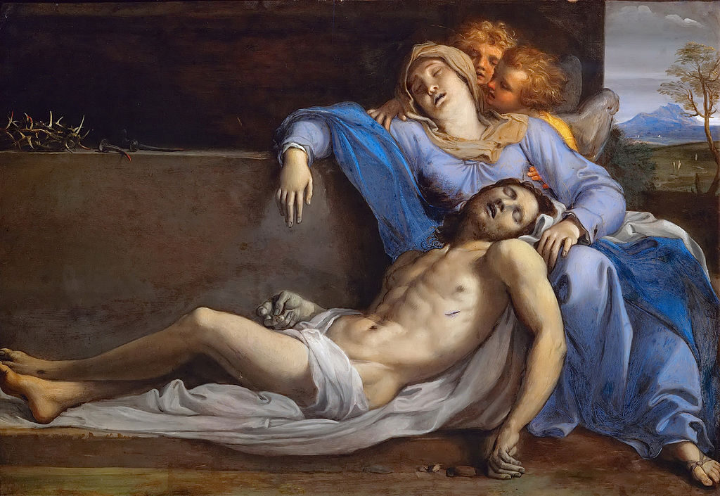 Pietà (1603) by Annibale Carracci reflects themes of grief, sacrifice, and divine compassion.