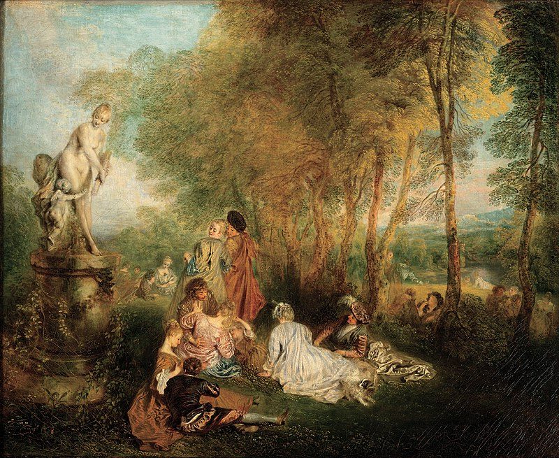 The Feast (or Festival) of Love (1718–1719) reflects themes of romance, aristocratic leisure, and the fleeting nature of love.