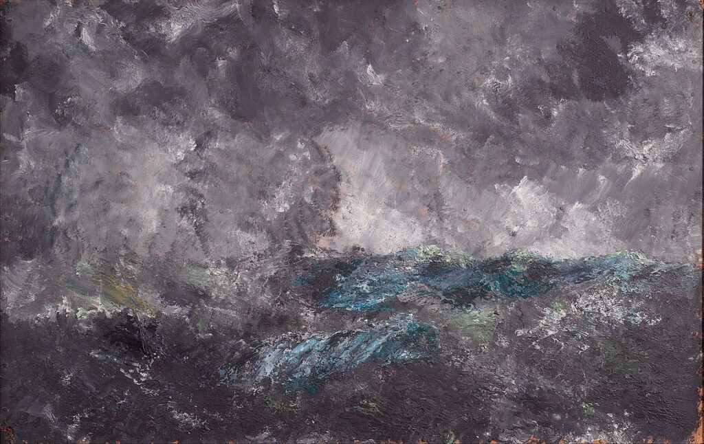 Storm in the Skerries. "The Flying Dutchman", 1892 reflects the raw power of nature and the turmoil of the human psyche.