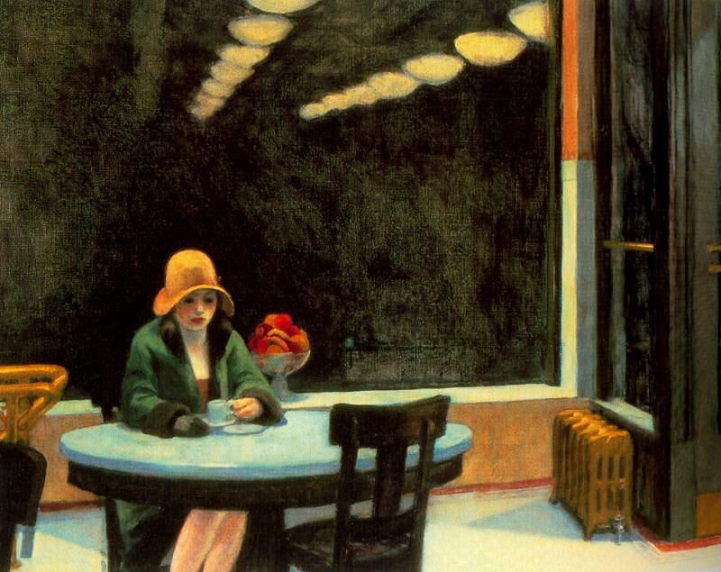Automat (1927) by Edward Hopper reflects themes of loneliness and introspection in modern urban life.