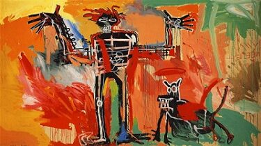 Boy and Dog in a Johnnypump, 1982 by Jean-Michel Basquiat reflects raw energy and the chaotic vibrancy of urban life.