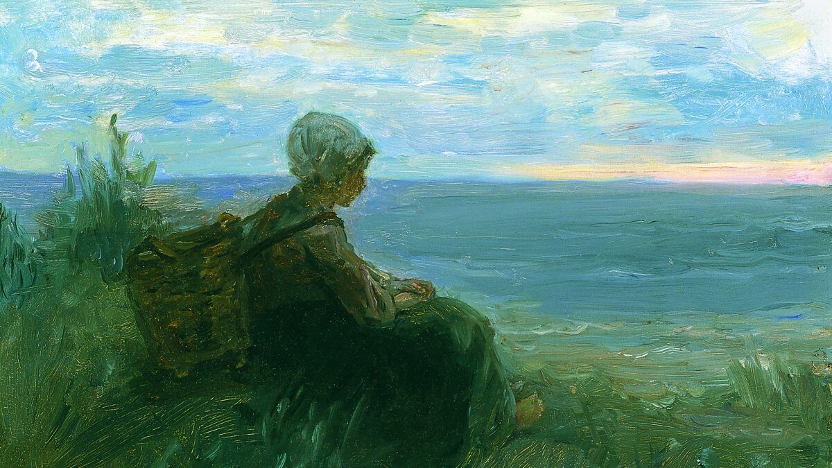 A Fishergirl on a Dune-Top Overlooking the Sea, ca. 1900 by Jozef Israëls