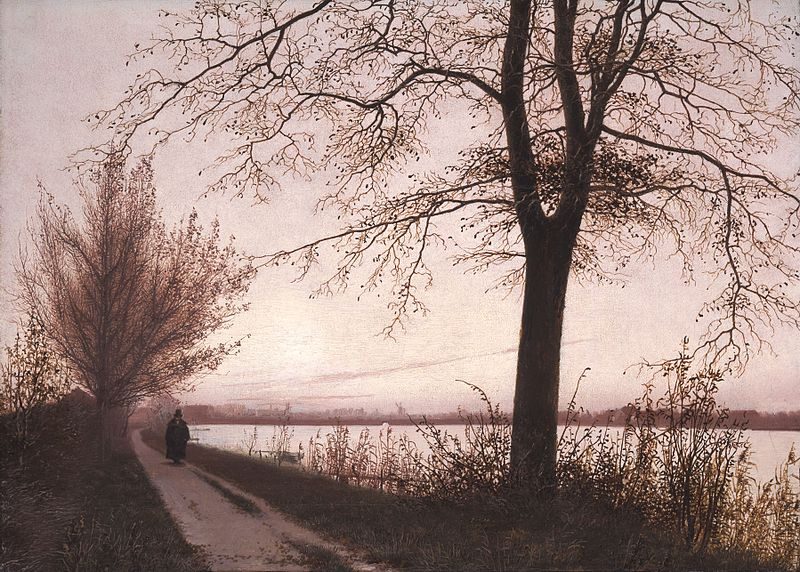 Efterårsmorgen ved Sortedamssøen, 1838, by Christen Købke reflects a serene and introspective view of autumn's quiet arrival.