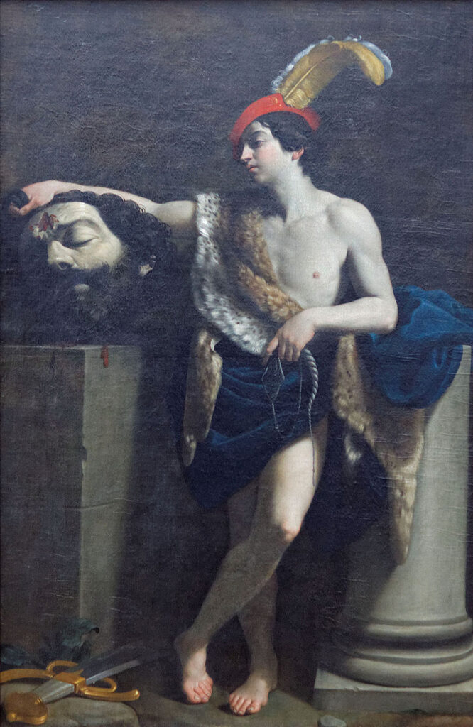 David with the Head of Goliath (c. 1605) by Guido Reni reflects themes of victory, divine justice, and youthful heroism. 