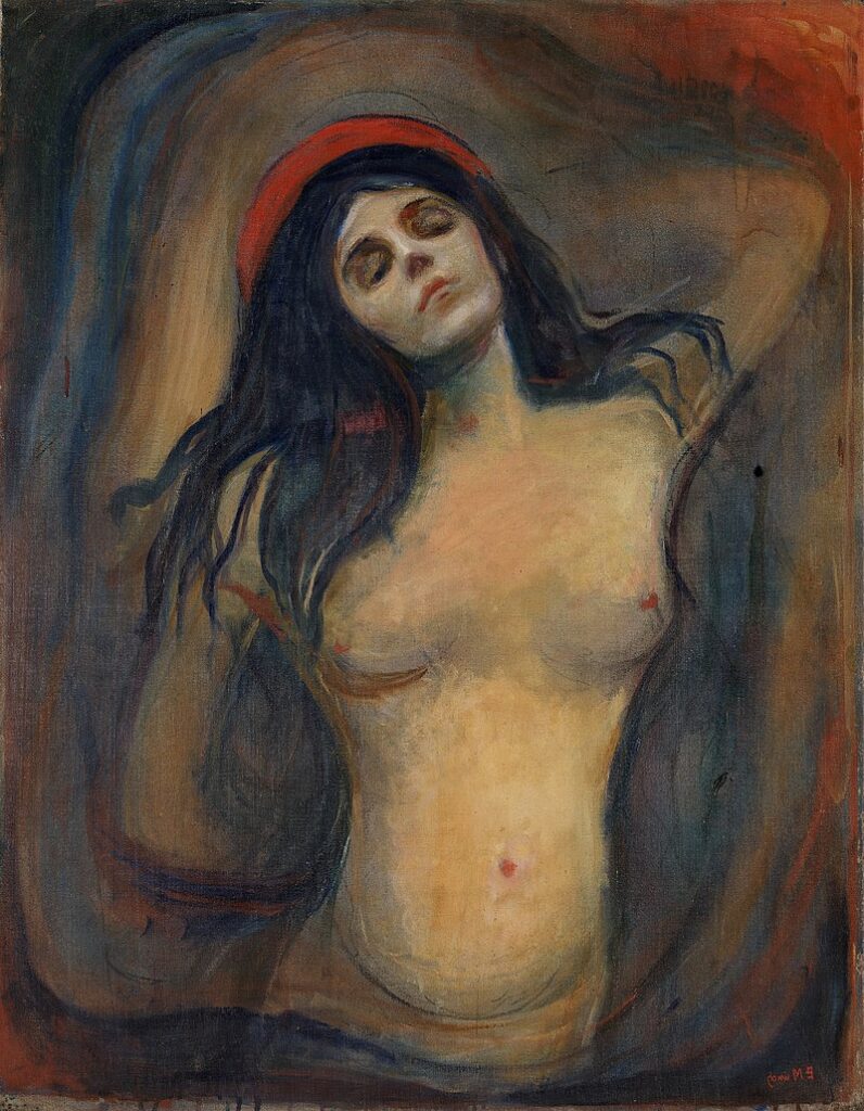 Madonna (1894–1895) by Edvard Munch reflects a sensual yet eerie vision of spirituality and desire.