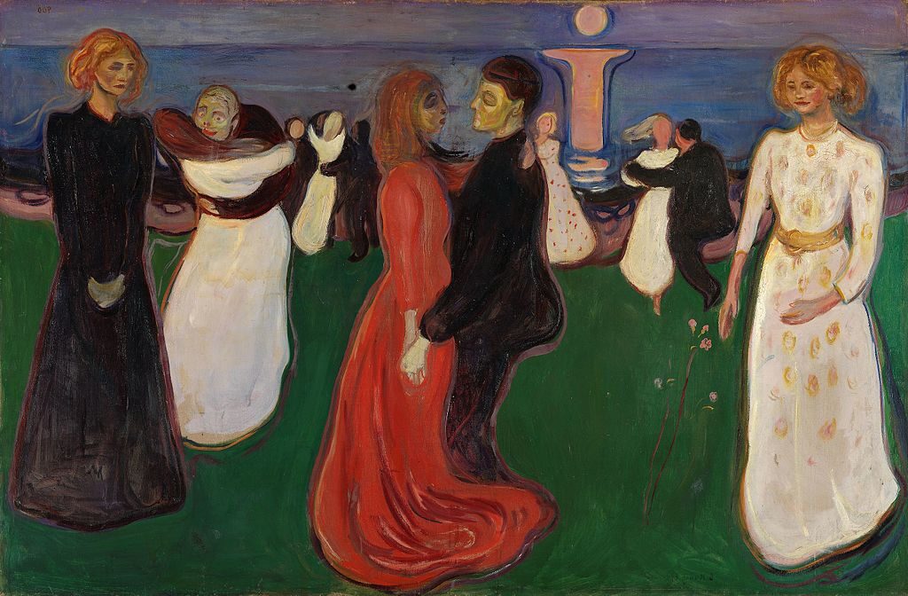 The Dance of Life (1899–1900) by Edvard Munch reflects a symbolic representation of love, passion, and the passage of time