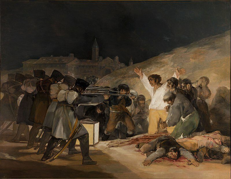 The Third of May 1808 (1814) by Francisco Goya reflects the horrors of war, oppression, and the brutality of execution.