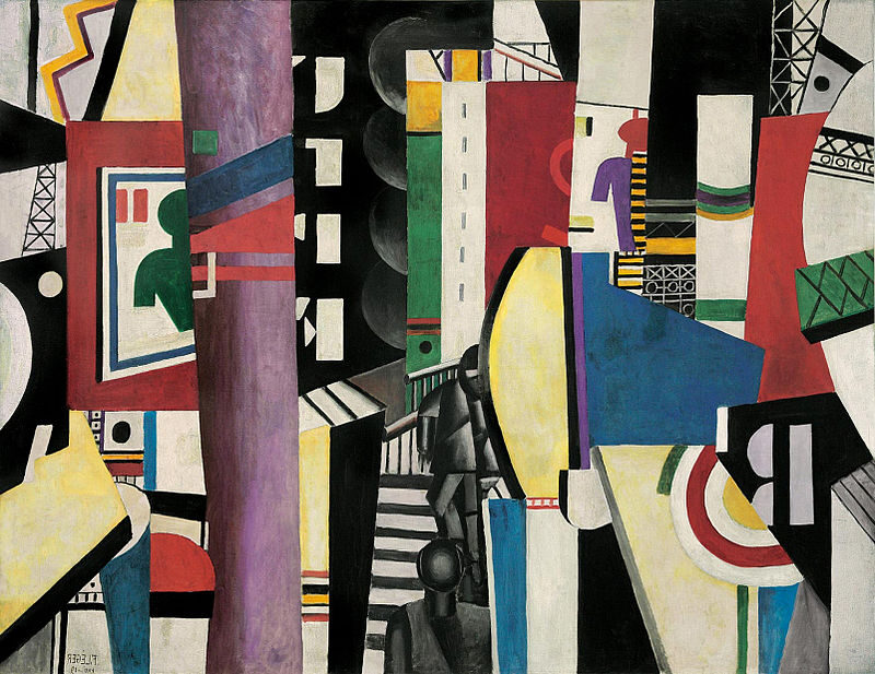The City (La Ville) (1919) by Fernand Léger reflects the dynamic energy and mechanical rhythm of modern urban life.
