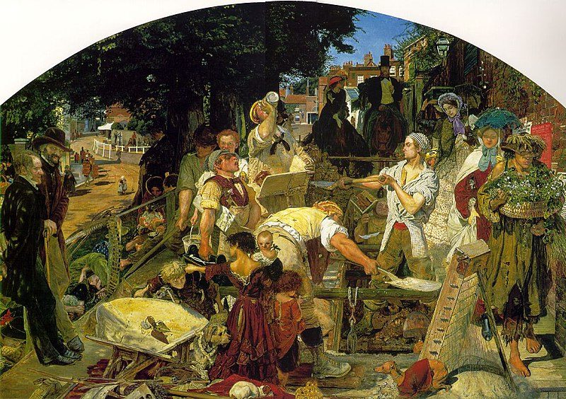 Work, 1852–1865, by Ford Madox Brown reflects Brown’s deep interest in social realism and moral commentary.