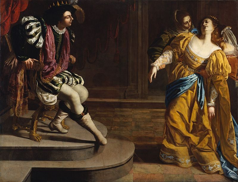 Esther before Ahasuerus (c. 1628–1635) by Artemisia Gentileschi reflects themes of courage, persuasion, and female resilience.