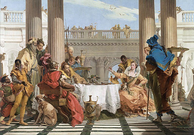 The Banquet of Cleopatra (1743–1744) reflects the opulence and theatricality of Rococo art.