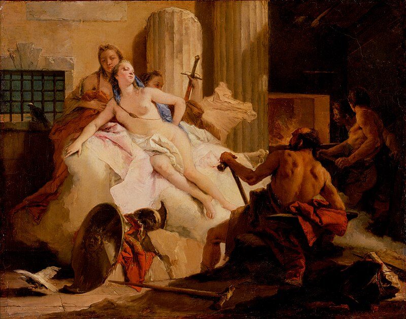 Sketch for Venus and Vulcan (1765–1766) reflects themes of love, jealousy, and divine relationships from classical mythology.