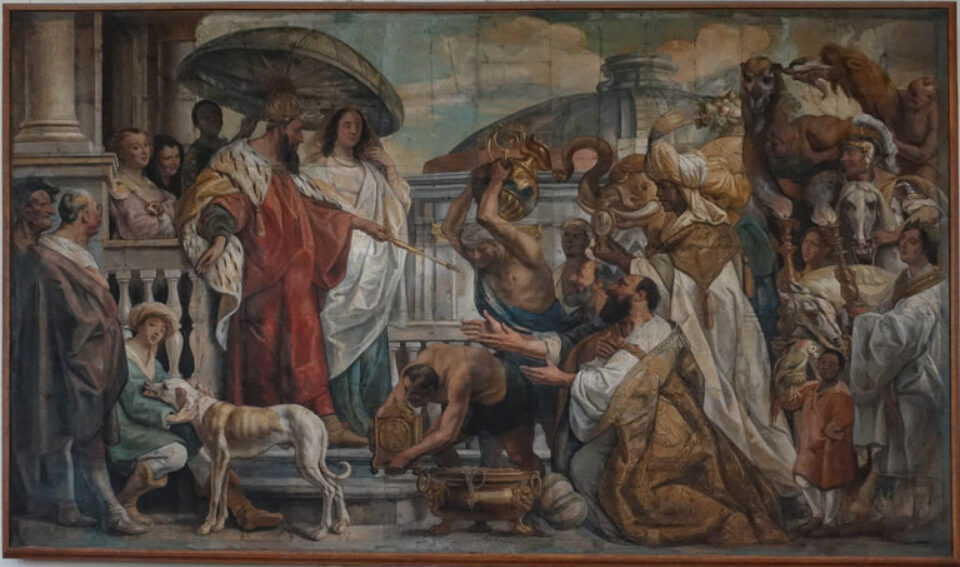 Tribute of the Caliph Harun al-Rashid to Charlemagne (1650) reflects themes of diplomacy, power, and cultural exchange.