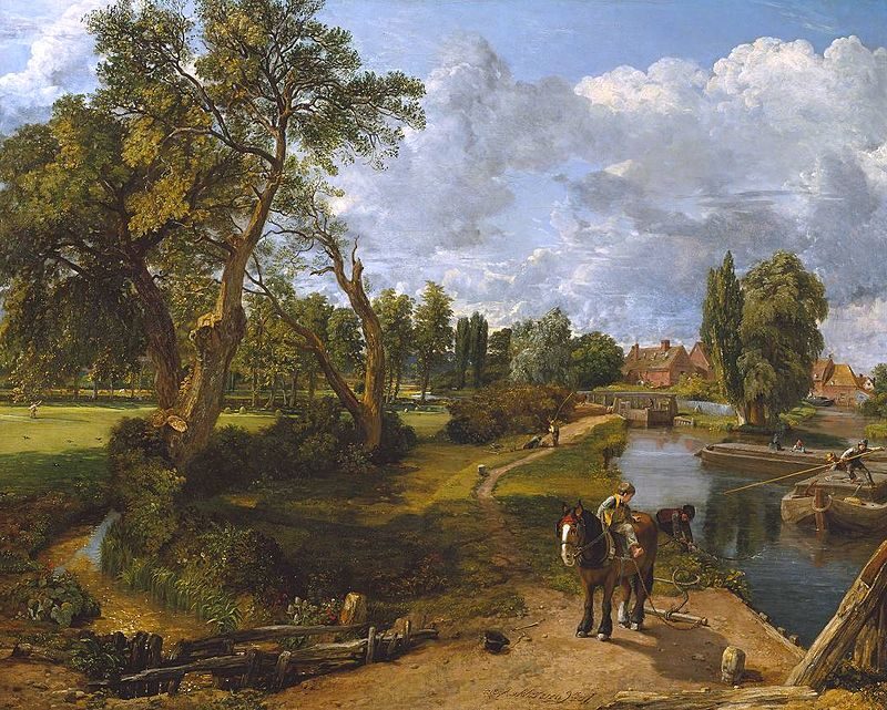 Flatford Mill (Scene on a Navigable River) (c. 1816) by John Constable reflects the artist’s deep connection to the Suffolk countryside.