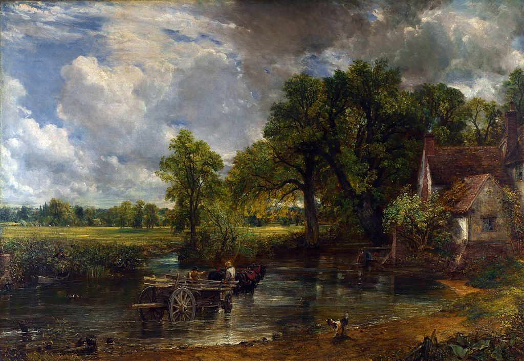The Hay Wain (1821) by John Constable reflects an idealized vision of rural England.