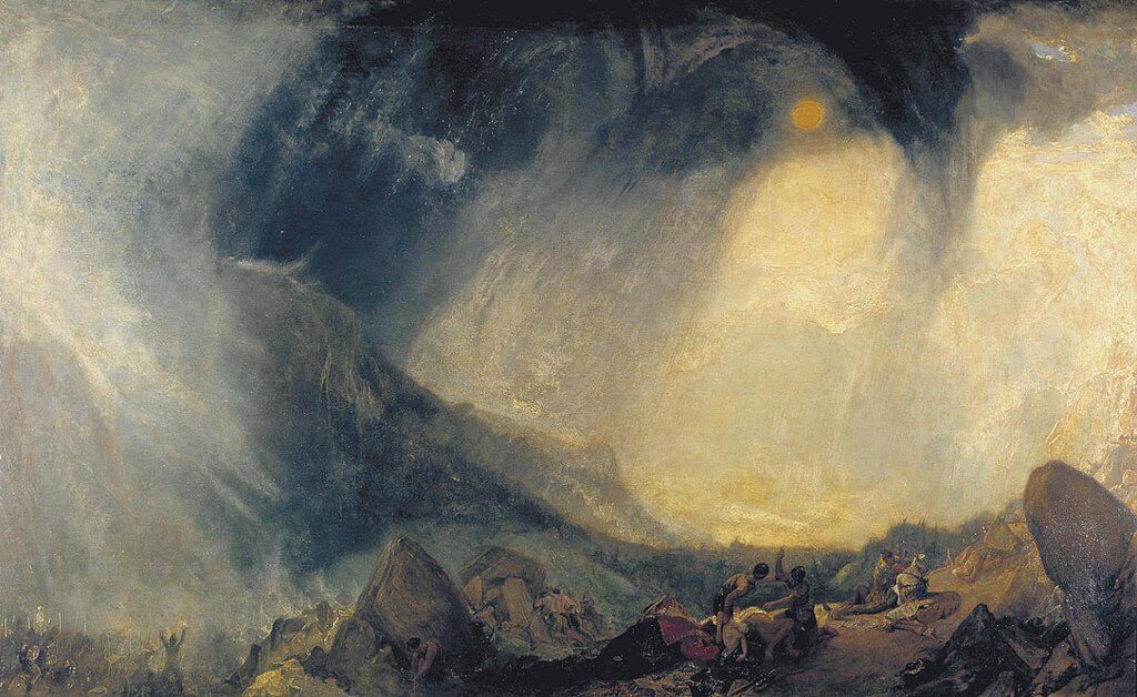 Snow Storm: Hannibal and his Army Crossing the Alps (1812) reflects the overwhelming power of nature against human ambition.