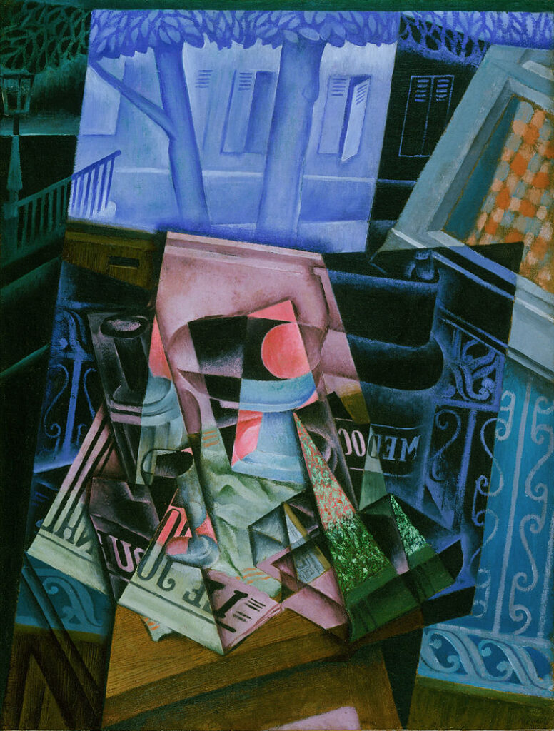 Still Life before an Open Window (1915) reflects the essence of Synthetic Cubism.