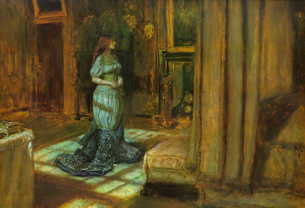 The Eve of Saint Agnes, 1863, by John Everett Millais reflects the romantic and dreamlike atmosphere of John Keats' poem of the same name. 