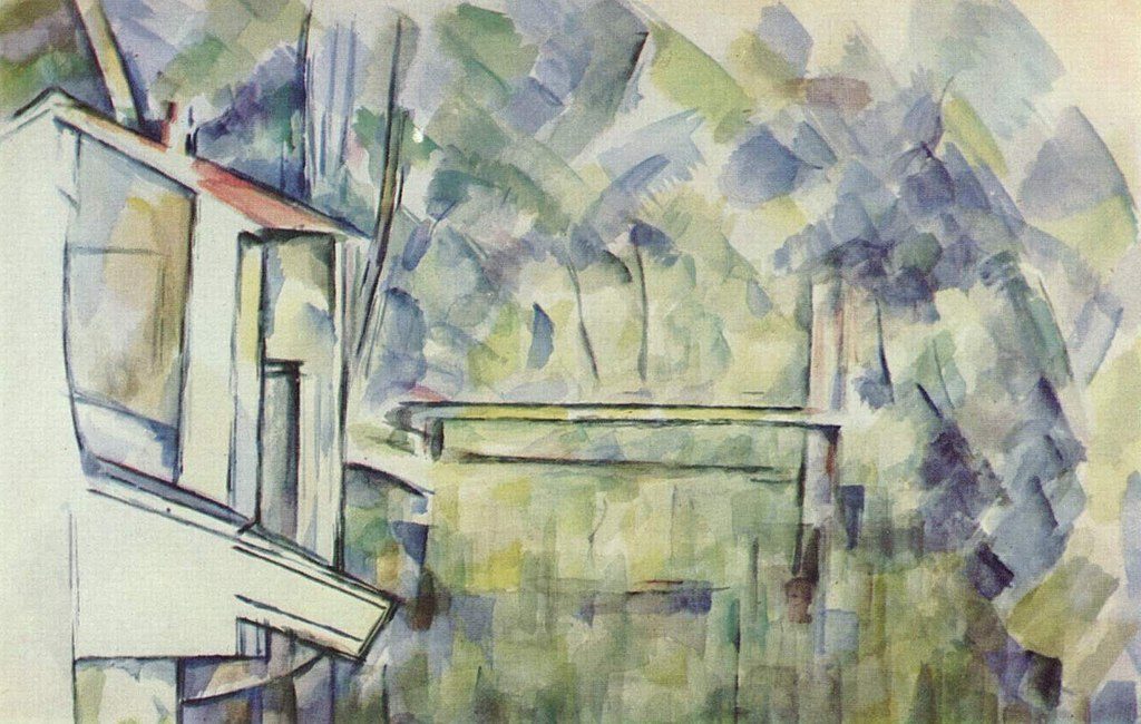 Mill at the River (1900–1906) reflects Cézanne’s fascination with structure and form in nature