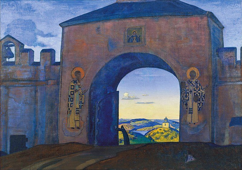 And We Are Opening the Gates, from the "Sancta" Series, 1922 reflects a symbolic moment of spiritual transition or awakening.