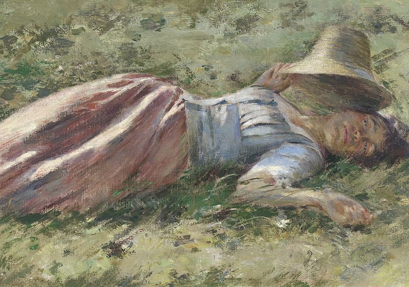 In the Sun, 1892, by Theodore Robinson  reflects a moment of quiet leisure and contemplation.