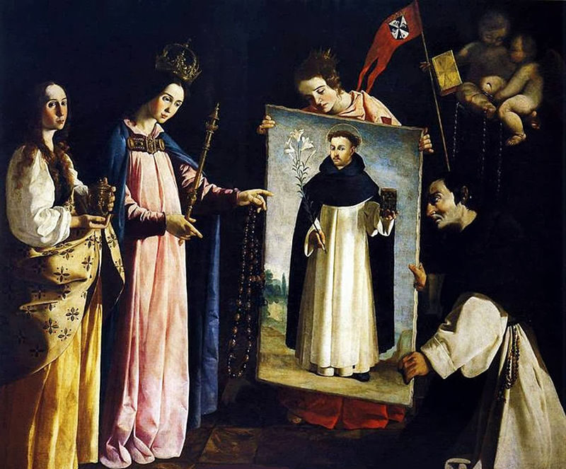 Santo Domingo en Soriano (1626) by Francisco de Zurbarán reflects themes of divine intervention, mysticism, and religious devotion.
