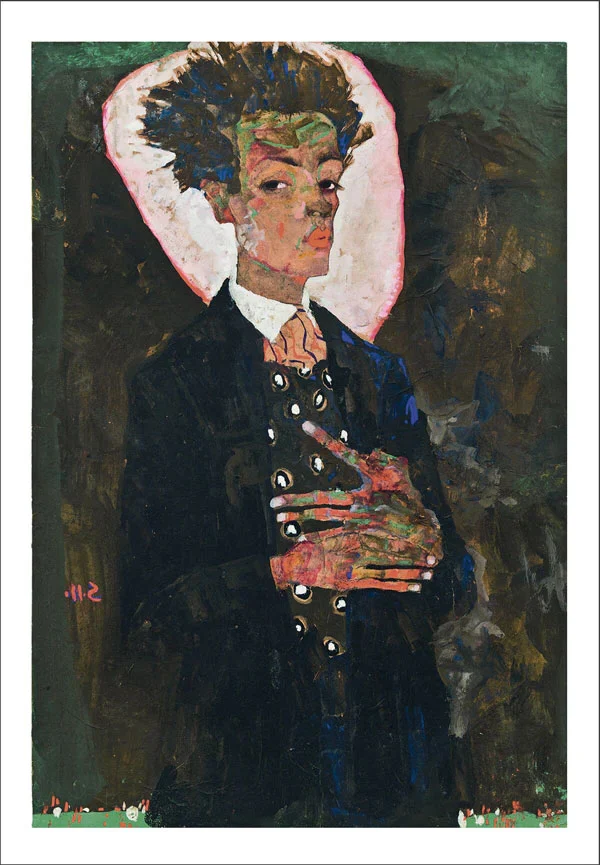 Self-Portrait with Peacock Waistcoat (1911) reflects a raw and psychological self-exploration, characteristic of Expressionism. 