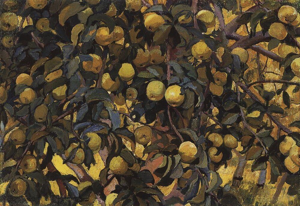 Apples on the Branches, 1910 reflects Serebriakova's connection to nature and her ability to capture quiet moments in daily life.