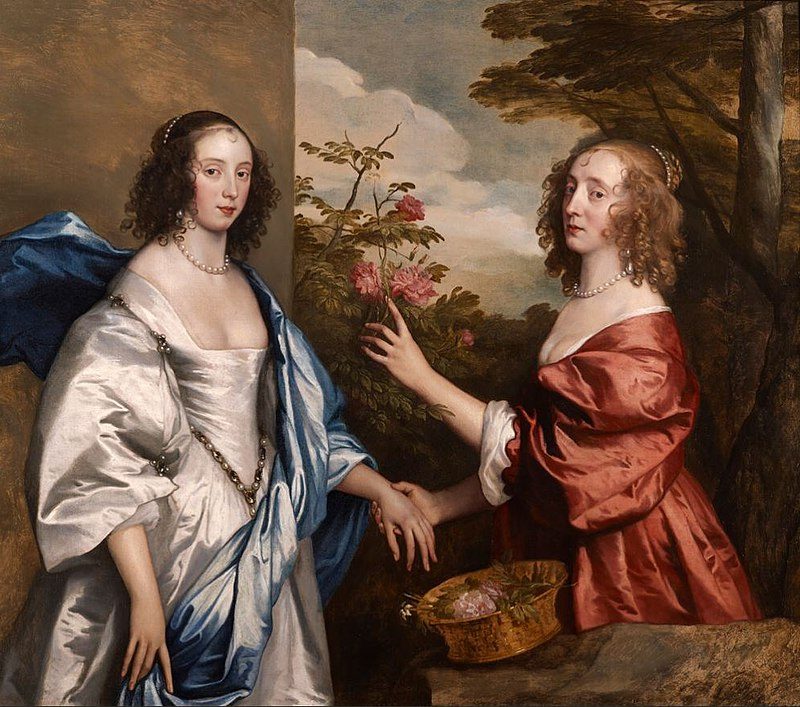 The Cheeke Sisters (1640) by Anthony van Dyck  reflects themes of aristocratic elegance, familial bonds, and refined portraiture. 