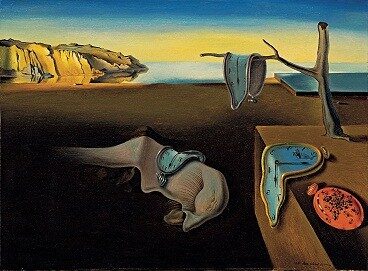 The Persistence of Memory (1931) reflects a dreamlike landscape where melting clocks drape over organic and man-made forms