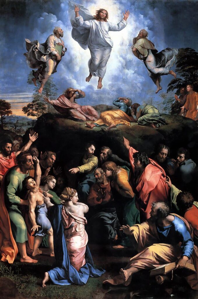 The Transfiguration, 1516–20 reflects the spiritual and dramatic contrast between the divine and human realms