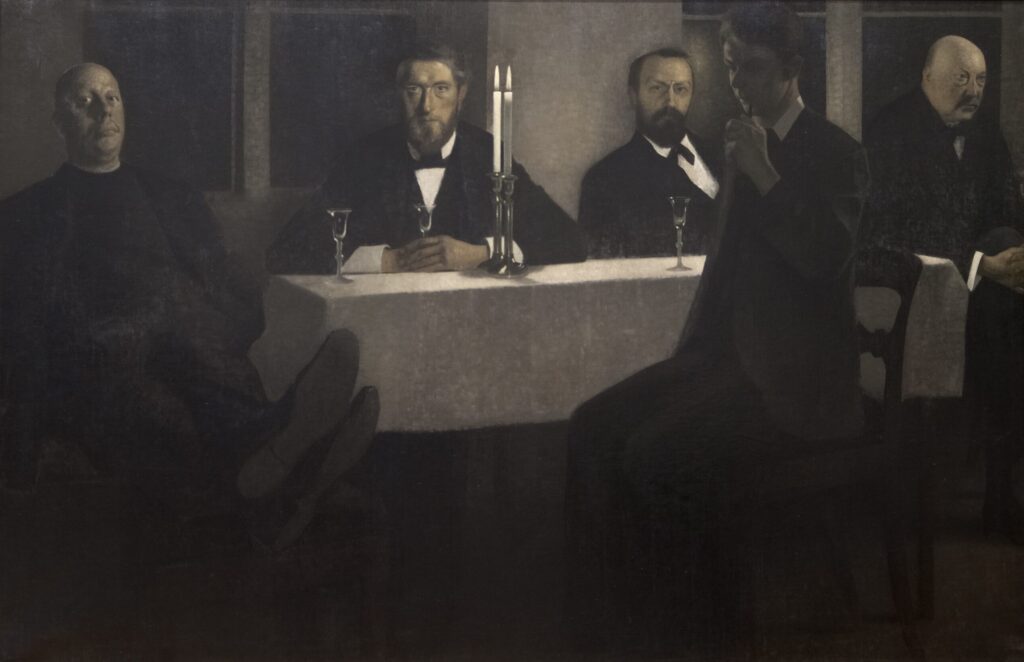 Five Portraits (1901) by Vilhelm Hammershøi reflects the artist's fascination with quiet introspection and psychological depth.