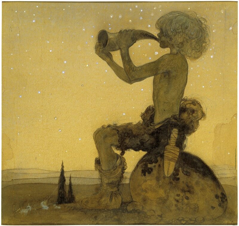 Vill Vallareman (Fairy Shepherd), 1910, by John Bauer reflects the mystical charm of Swedish folklore.