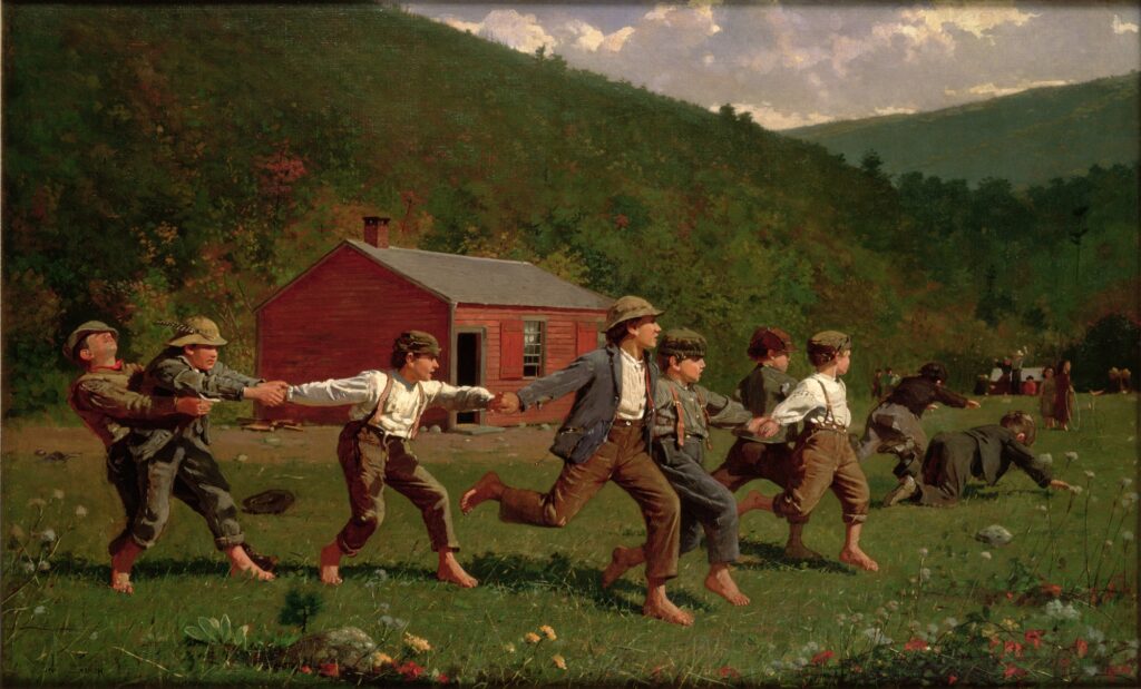 Snap the Whip, 1872 by Winslow Homer reflects the innocence and simplicity of rural childhood in post-Civil War America.